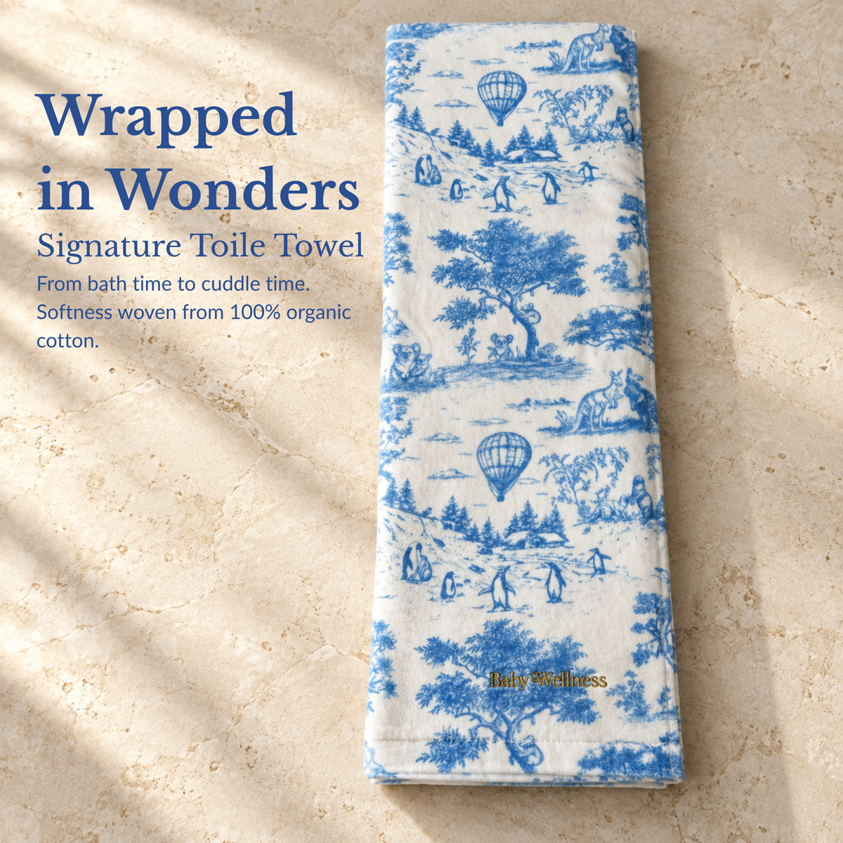 Baby Wellness Signature Toile Organic Towel