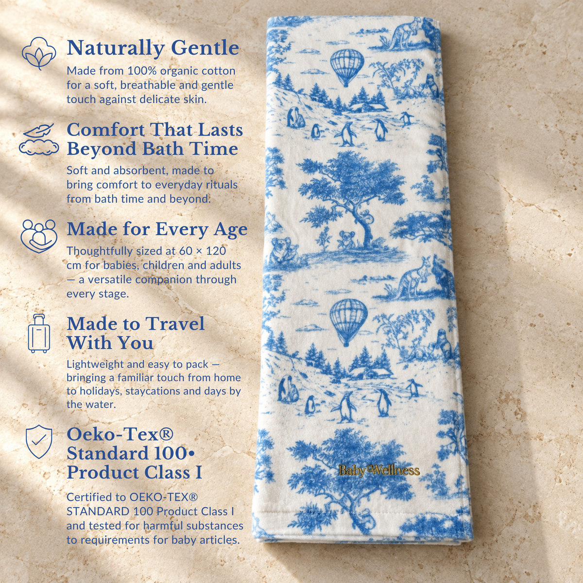 Baby Wellness Signature Toile Organic Towel